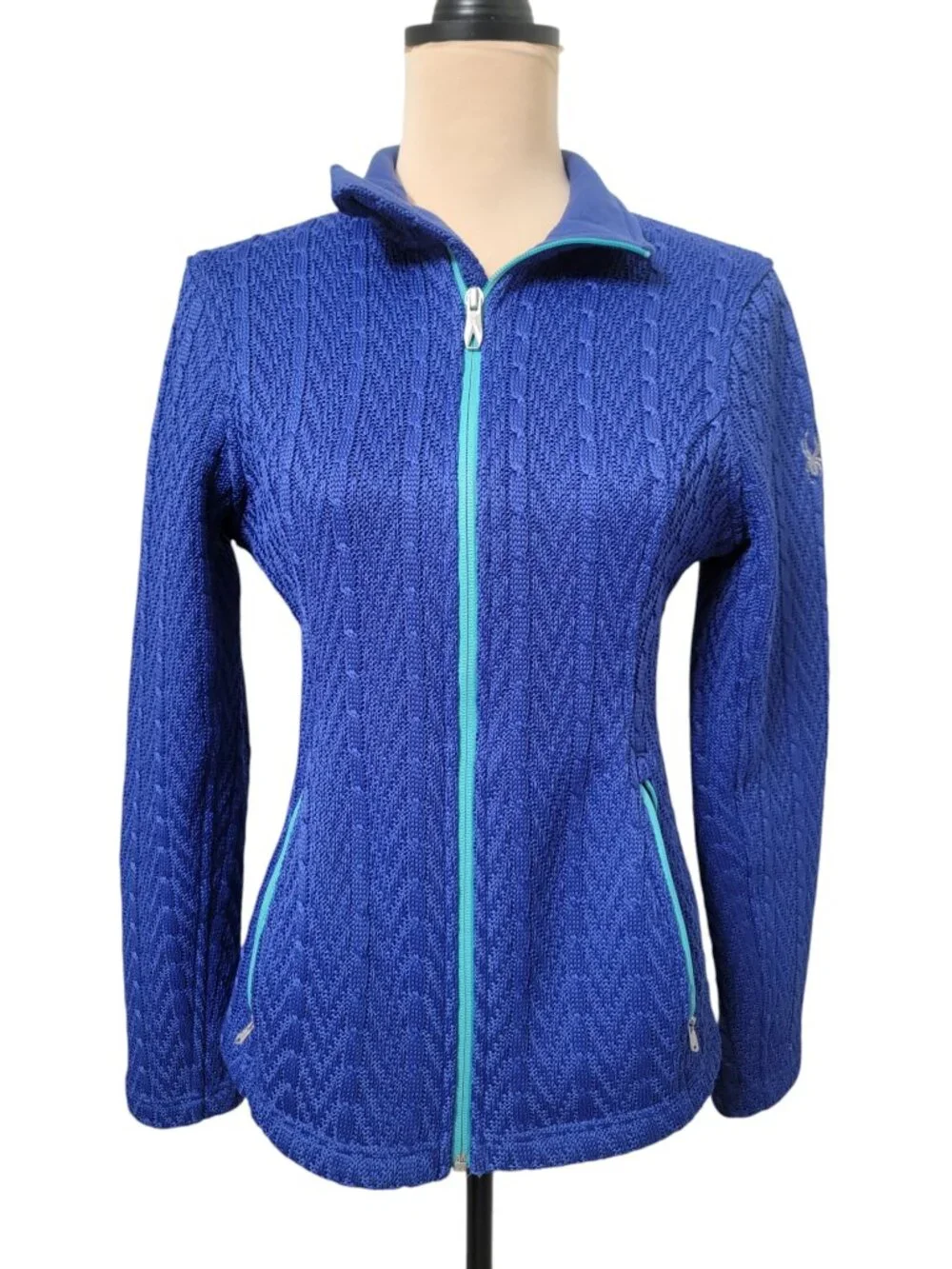 Spyder Size M Blue with Aqua Major Cable Stryke Jacket